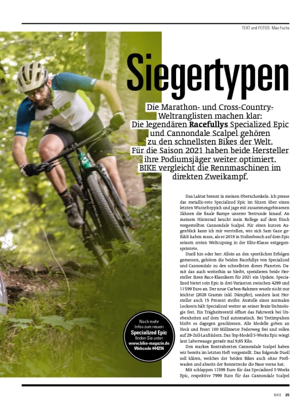 Specialized Epic vs Cannondale Scalpel Delius Klasing SHOP