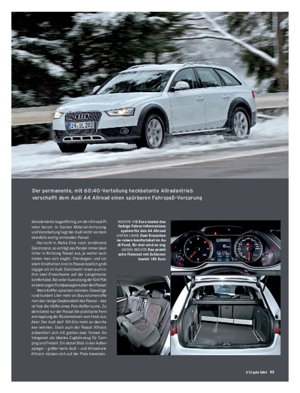 Vergleichstest Passat Alltrack 2.0 TDI 170 PS vs. Audi A4 Allroad 2.0
