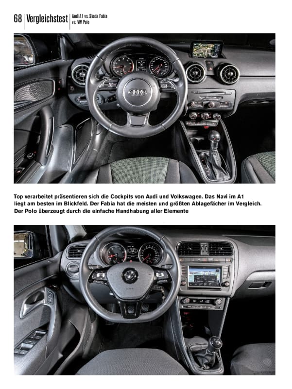 Vergleichstest Audi A1 vs. Skoda Fabia vs. VW Polo