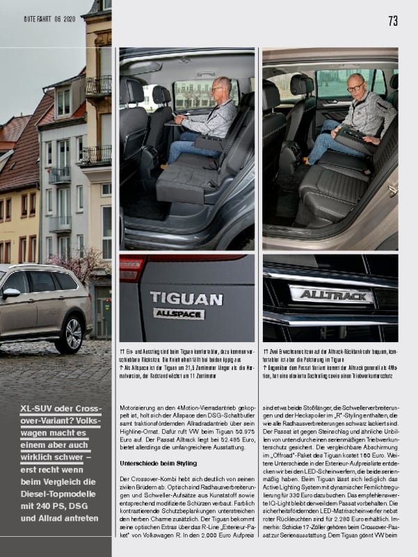 Vergleichstest: VW Tiguan Allspace vs. Passat Alltrack