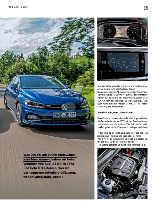 Vergleichstest Audi A1 SB 40 TFSI vs. VW Polo GTI