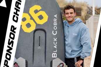 Cyril Evrard geht auf Boards von Black Cobra Foiling an den Start