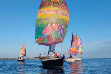 Kunstvoll bemalte Spinnaker fürs Auge