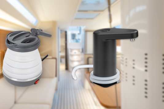 Galley accessories for small boats – portable tap and foldable kettle