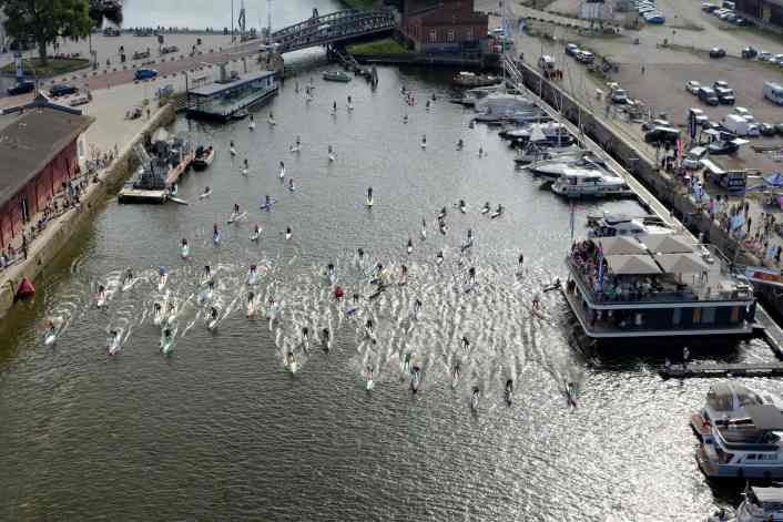 The ‘Seven Towers’ SUP Race gets underway in Lübeck as part of Travemünde Week