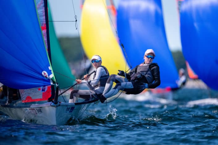 Calm winds slow down the FD World Championships; Poland leads in the 29er class