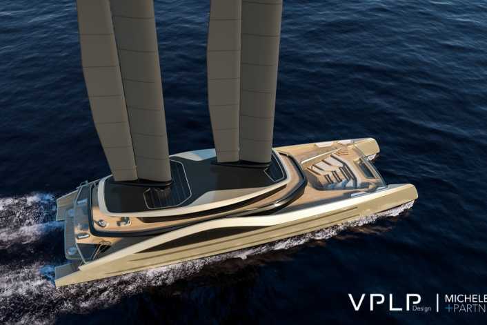 Catamarano Wingsail lungo 76 metri progettato da VPLP