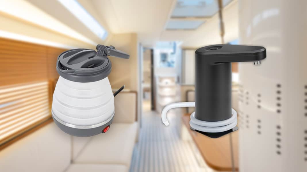 Galley accessories for small boats – portable tap and foldable kettle