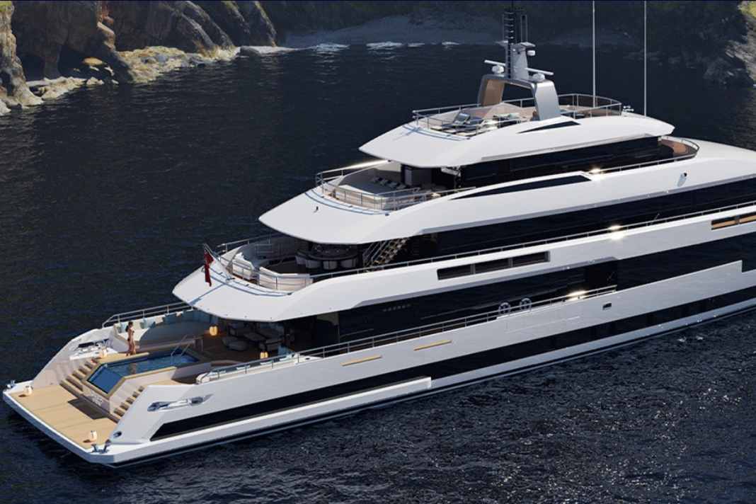 Christening of a 57-metre yacht on dry land
