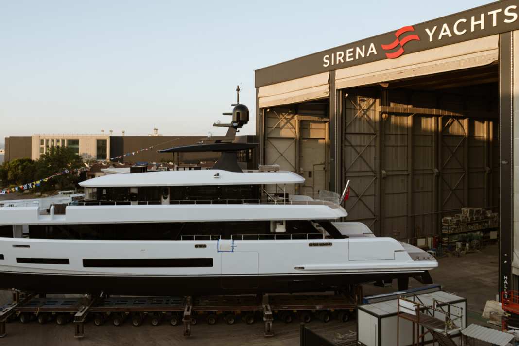 The 42-metre yacht is finally in the water