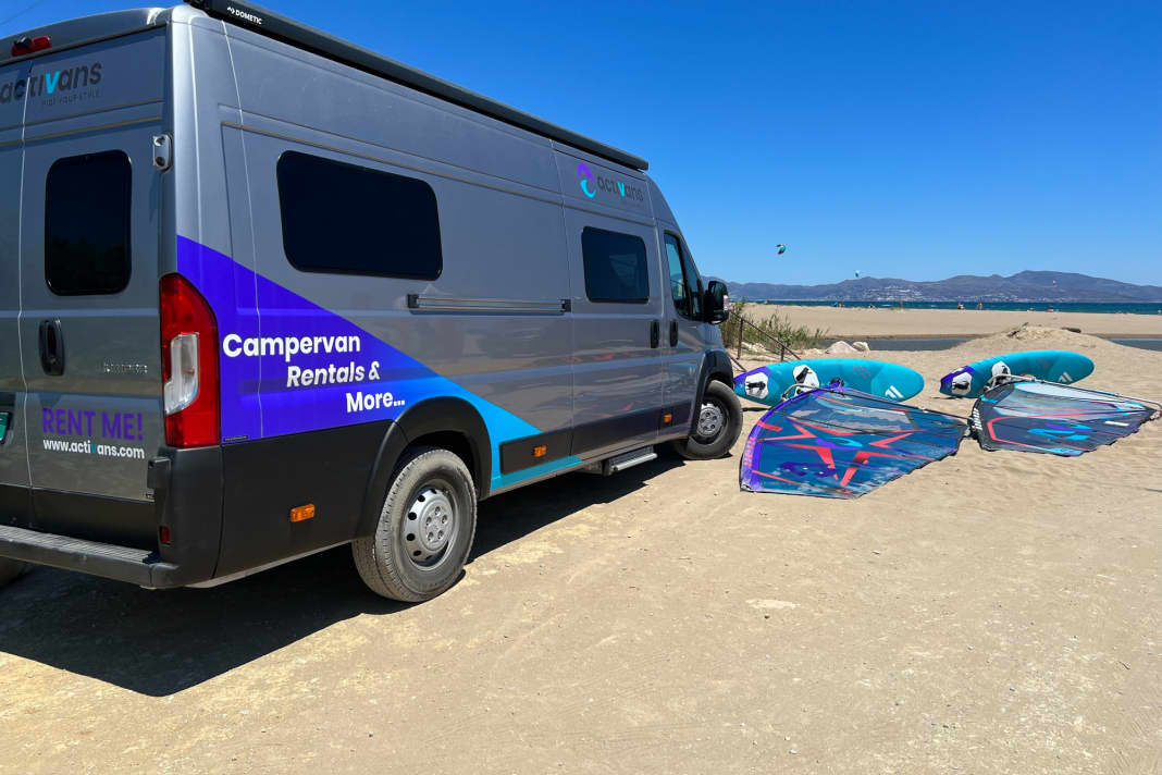 Van hire with complete windsurfing equipment