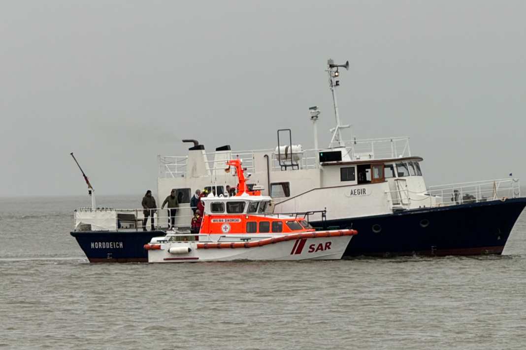 Funeral ship stranded on a sandbank