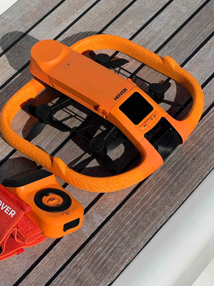 Testing a waterproof camera drone for water sports enthusiasts