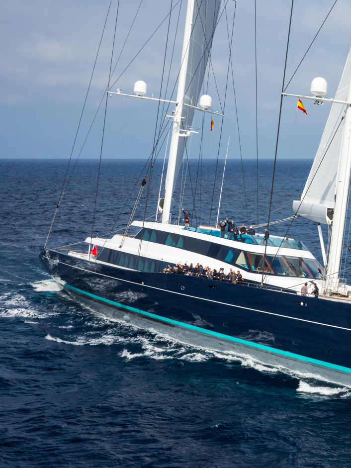 A sailing superyacht measuring 85 metres in length
