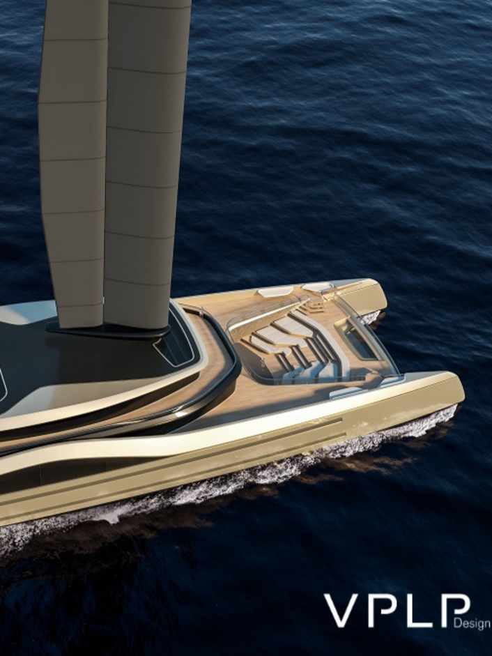 A 76-metre-long wingsail catamaran by VPLP