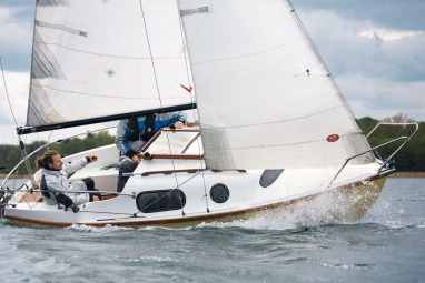 The Mini at sea in a used boat test
