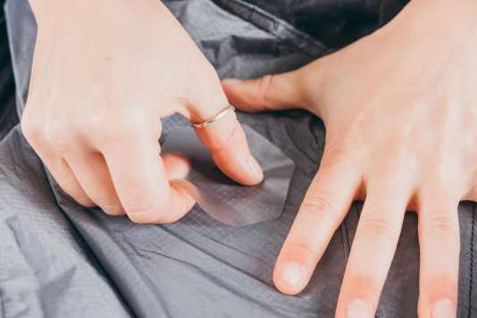Oilskin repair made easy. Self-adhesive patches also for neoprene and dry suit divers