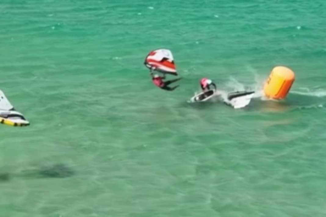 A powerful take-off at the neck buoy