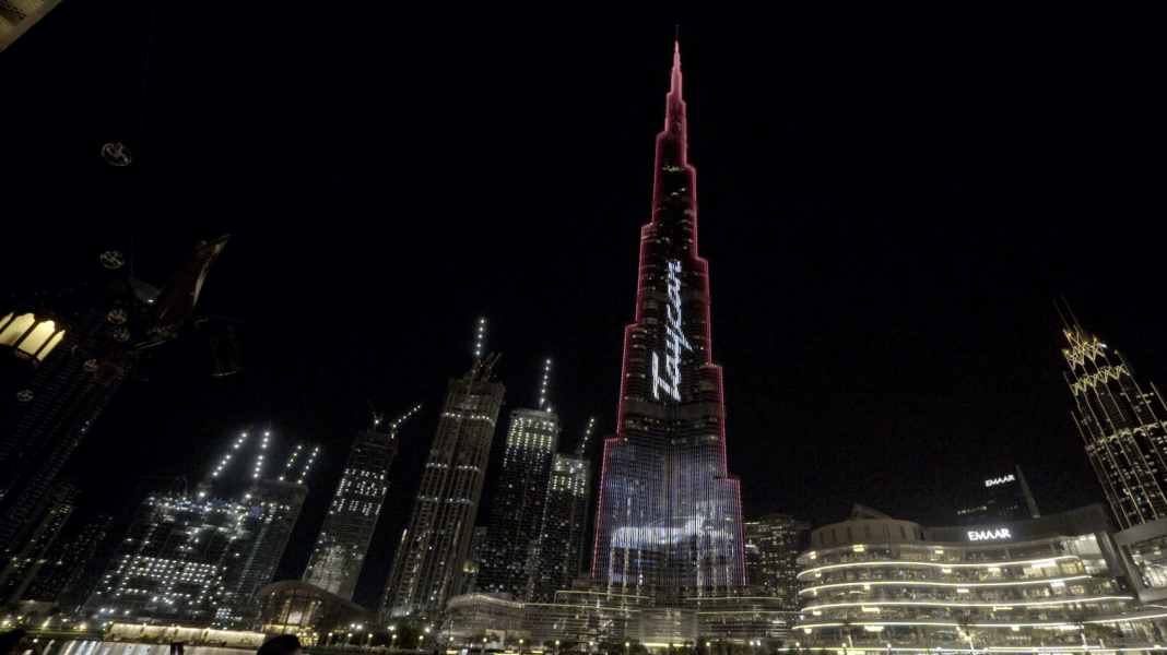 Lichtshow am Burj Khalifa
