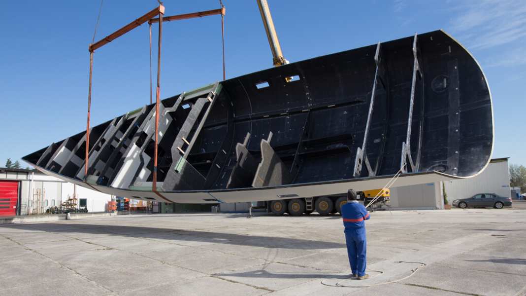 Wally 110 hull turned
