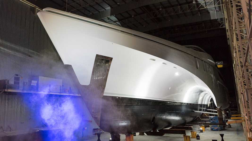 84-metre trimaran nearing completion