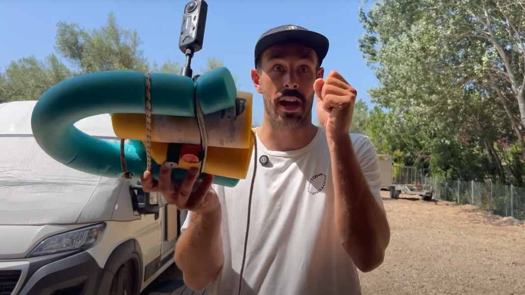 Self-filming made easy: freestyle pro George Grisley with a creative camera solution for windsurfers