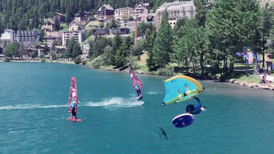 Crossover-Event: Windsurfen, Wingen und Pumpfoilen gemeinsam - X-Project in St. Moritz