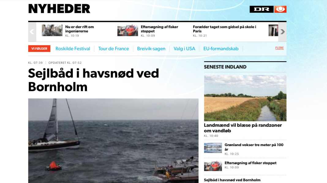 Incidente: yacht tedesco affondato al largo di Bornholm