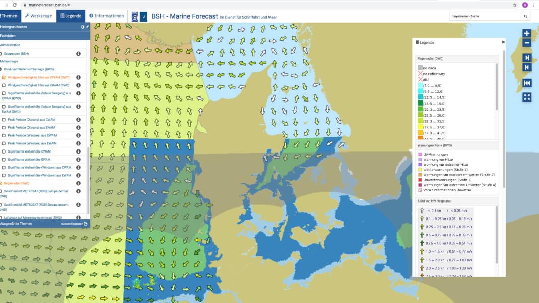 Planification de la croisière : Marine Forecast du BSH - malheureusement pas encore utile