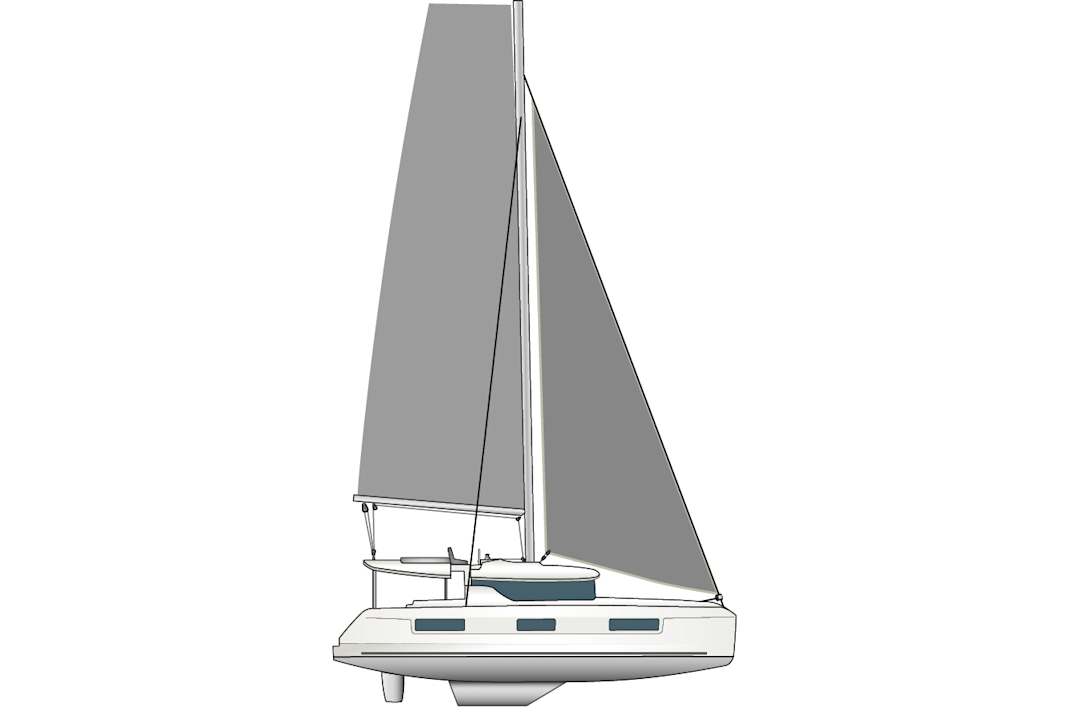 0 to 16 knots: Full sails, traveller 30 cm above the centreline to windward, jib so close that it just touches the spreaders