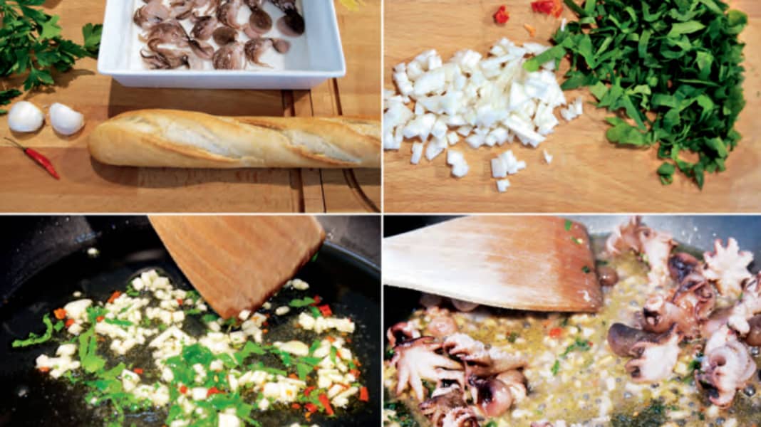 Recipes for the galley - From the galley: Baby calamari with spaghetti