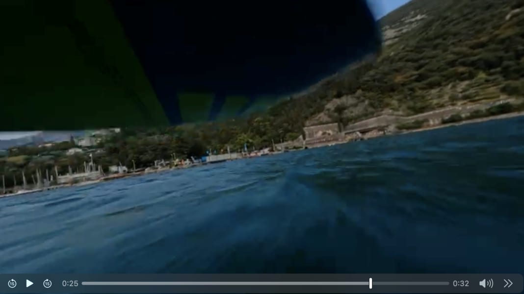 Hot Shot: Drone flies underneath Theresa Steinlein's foil board