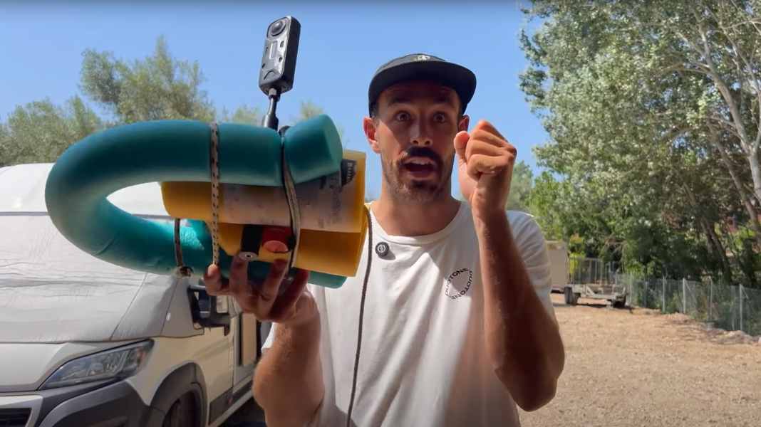 Self-filming made easy: freestyle pro George Grisley with a creative camera solution for windsurfers
