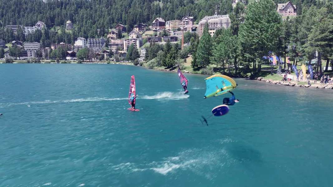 Crossover-Event: Windsurfen, Wingen und Pumpfoilen gemeinsam - X-Project in St. Moritz
