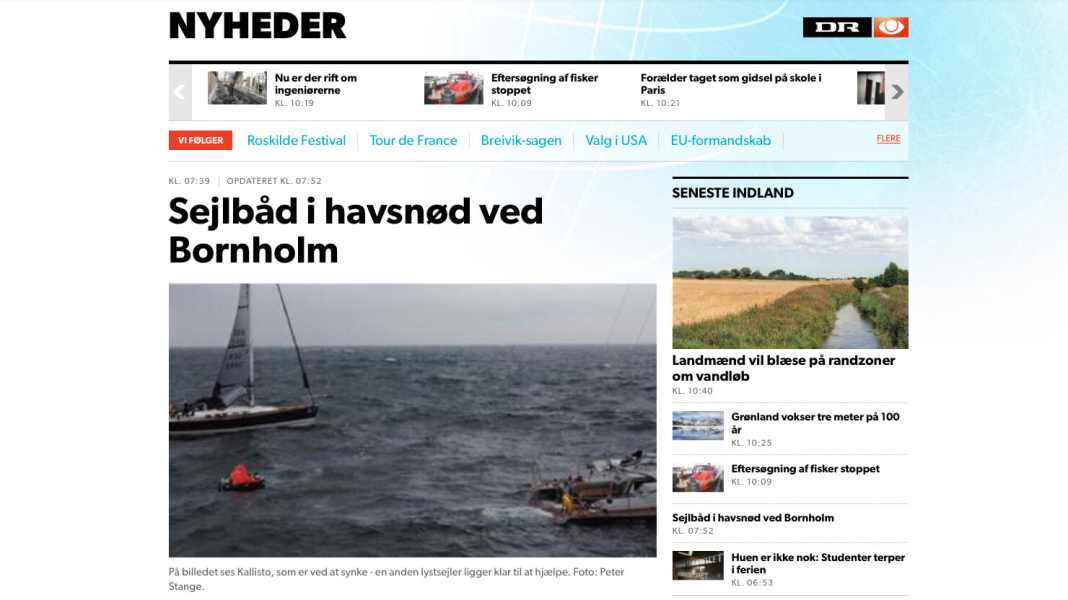 Incidente: yacht tedesco affondato al largo di Bornholm