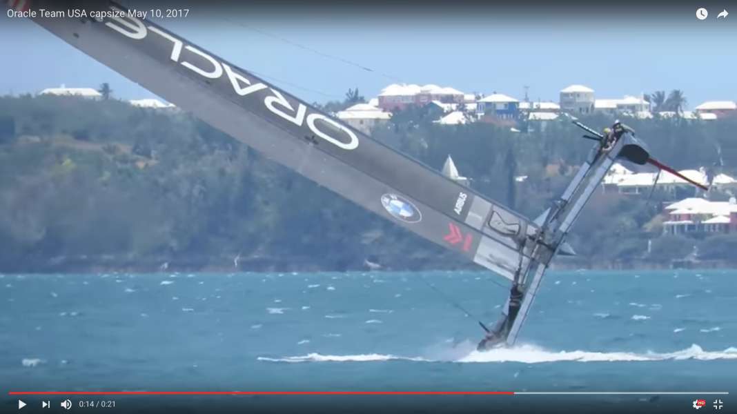 America's Cup : le défenseur de la Coupe a chaviré. Le nouveau système de roues motrices en cause ?