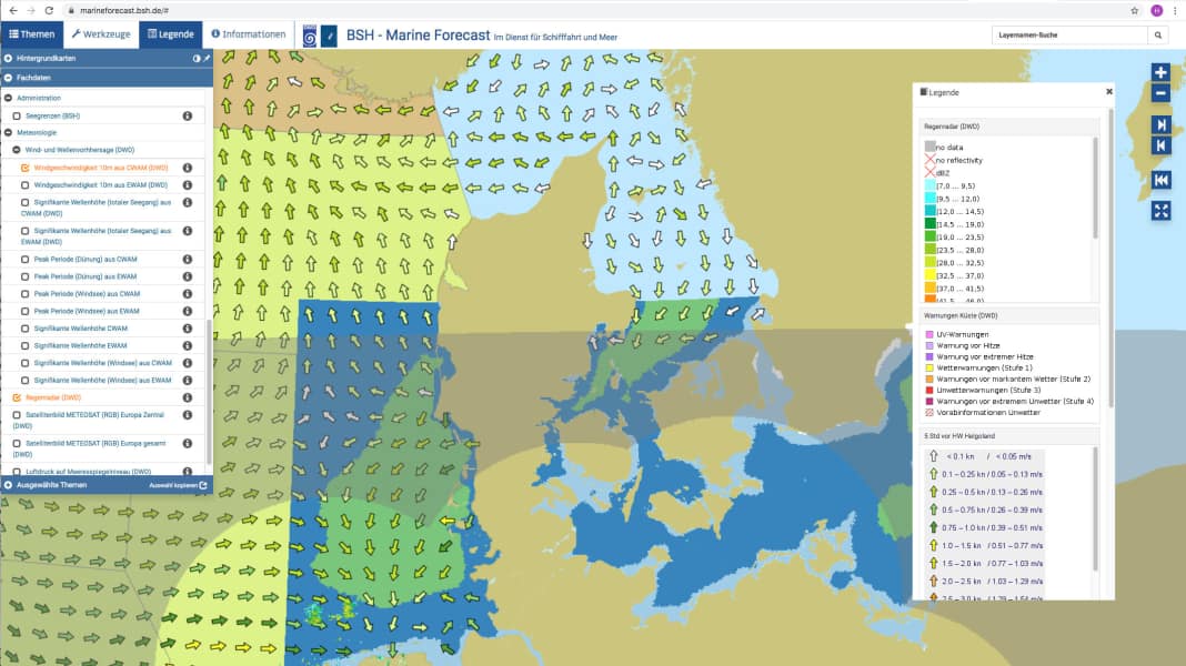 Törnplanung: Marine Forecast vom BSH – leider noch nicht hilfreich