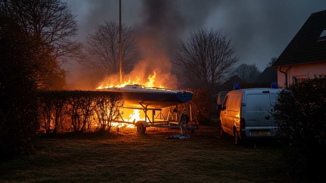 Notfall an Land: Mann verbrennt Segelboot des Nachbarn beim Lagerfeuer