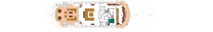 An unusually large amount of usable space: the pool deck on top and the tank deck with crew mess and laundry even complement these four layouts