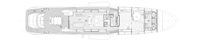 Neues Layout: Für die 165 REV verlegten die Designer die Mastersuite von unten auf das Hauptdeck. Das zieht die Yacht in die Höhe | Abbildung: