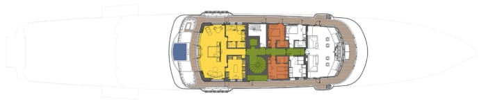 Bridge deck: The owner's sons sleep between the captain's cabin and the master suite. One deck higher is the Gentlemen's Club