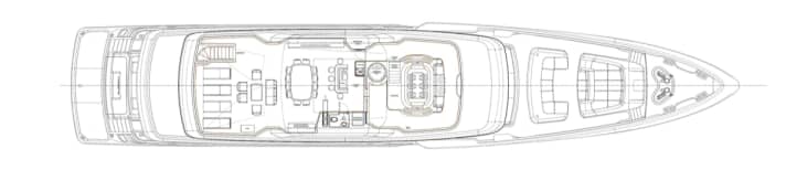 Flybridge: The sun deck is one of the owners' favourite places. Sliding glass doors protect the seating area from draughts.