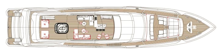 Sonnendeck: 70 Quadratmeter sind mehr als genug für Bar, Lounge, Jacuzzi und diverse Sonnenliegen. Privater wird es auf dem Vordeck eine Etage tiefer.