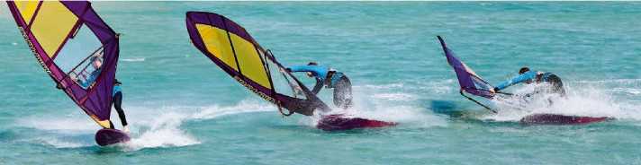 Important: Do not push the sail upwind into the water, but pull it towards the rear loop.