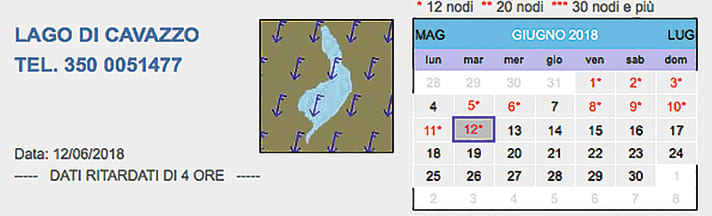 The statistics are promising and, according to experts, significant: on almost every day it blows here in the morning with over four Beaufort (marked in red).