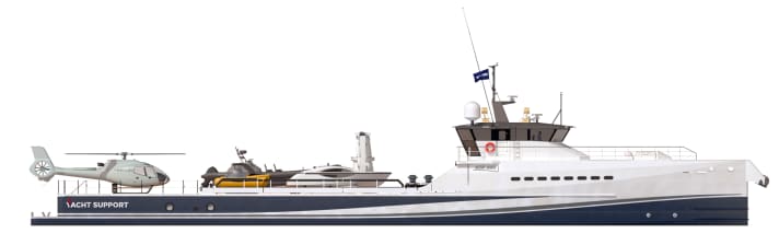 Seitliche Ansicht des Versorgerschiffes