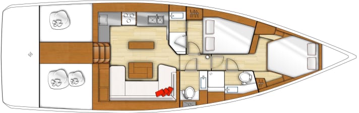   Vivre dans le cockpit et le salon, dormir à l'avant