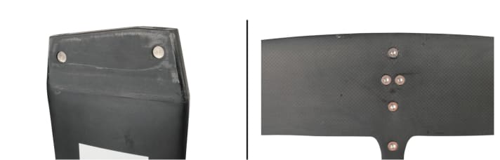 F$ Freerace Carbon:  Der Carbonmast ist aus einem Stück inklusive Kopf, der Frontflügel wird üppig verschraubt.