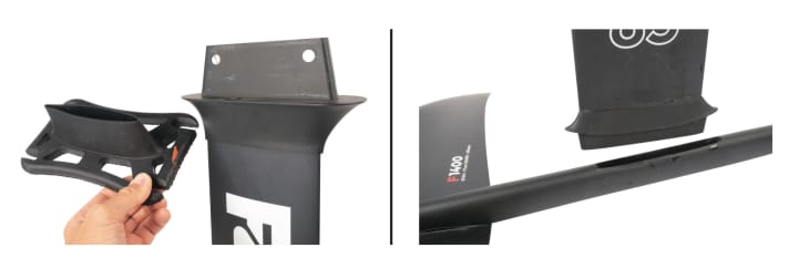 F4 Freeride Aluminium: Die Boxsysteme sind wechselbar, zwischen Mast und Fuselage sitzt ein weiterer Adapter.