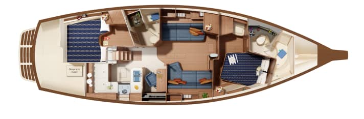   L'intérieur est également conçu pour les longs voyages : Island Packet 460